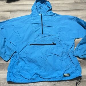 Vintage 90s‎ Mens Large LL Bean Pullover Hooded Anorak Windbreaker Jacket Blue